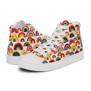 Boho Rainbow Women’s high top canvas shoes