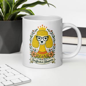 Retro Poodle Coffee Mug: Bouffants & Blossoms Floral Dog Lover Gift