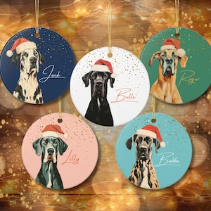 Personalized Great Dane Ornament, Custom Dog Christmas Gift, Pet Lover Keepsake