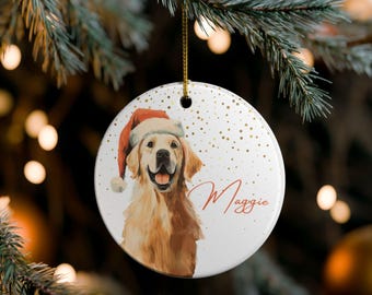 Personalized Golden Retriever Ornament, Custom Dog Christmas Gift, Pet Lover Keepsake