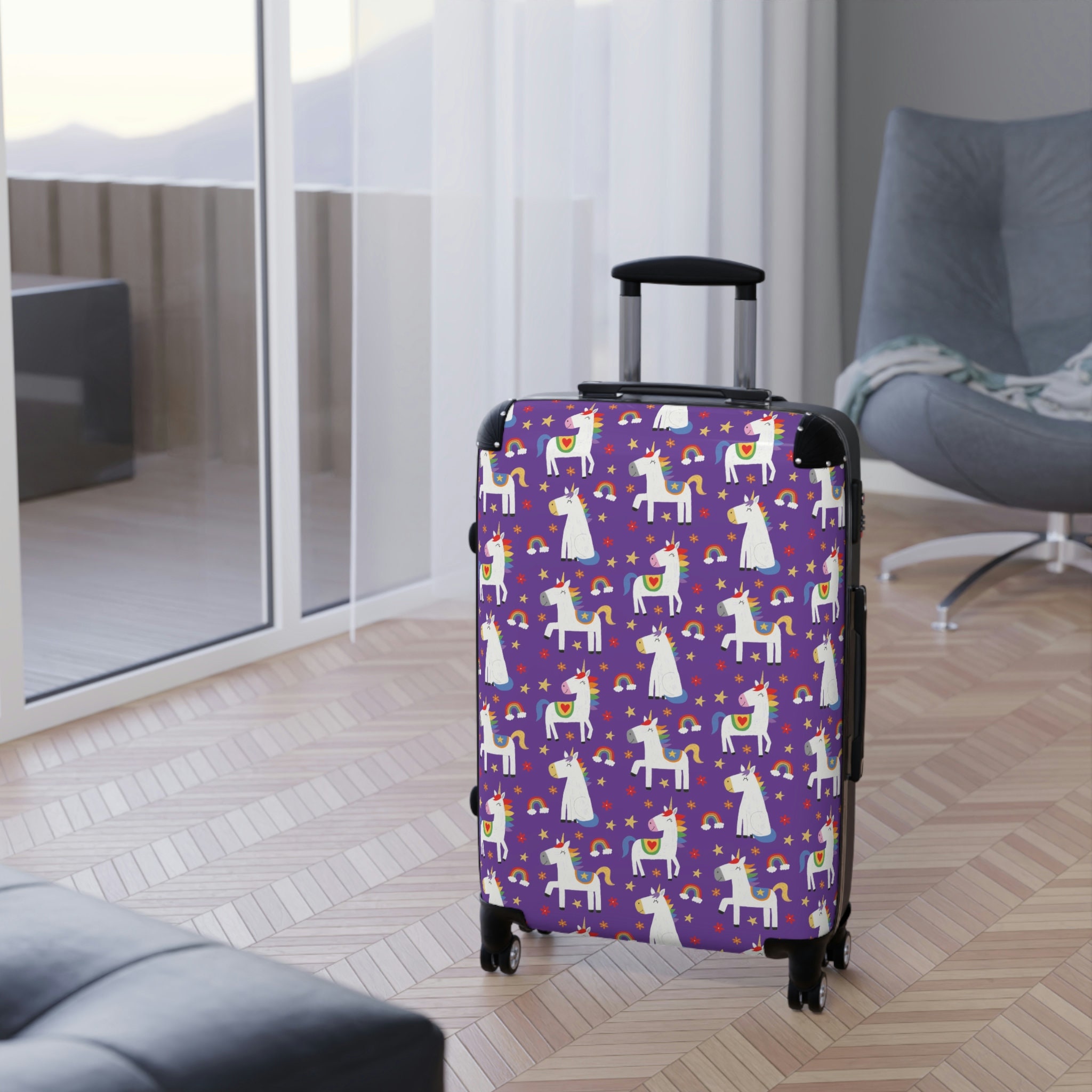 Discover Unicorn Kids Suitcase Rainbow Carry On Roller Bag Fun Unicorn Child Luggage Cover