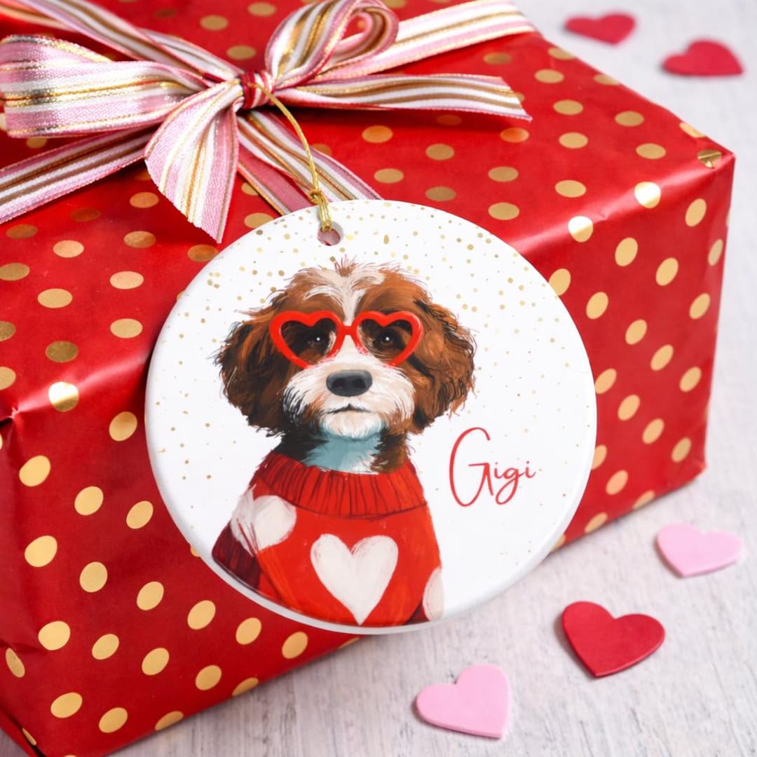 Personalized Doodle Dog Valentine Ornament Dog Mom Gift Etsy