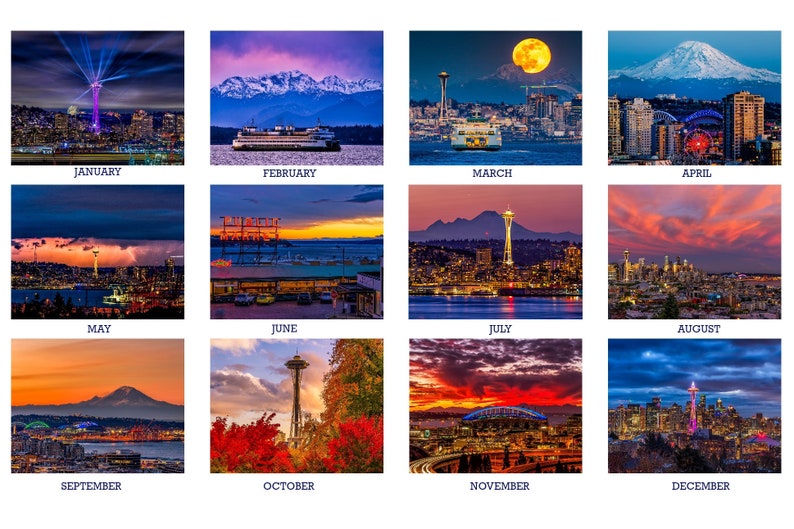 2021 Wall Calendar Seattle by Sigma Sreedharan Photography Etsy