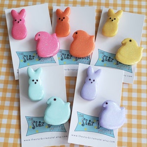 Marshmallow candy bunny & chick brooch sets