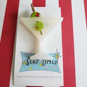 Martini brooch with crystal olives