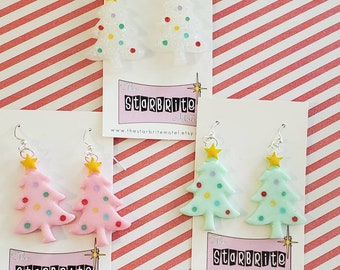 Pastel Christmas Tree Earrings