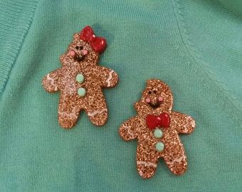Gingerbread Man or Gingerbread Lady brooches