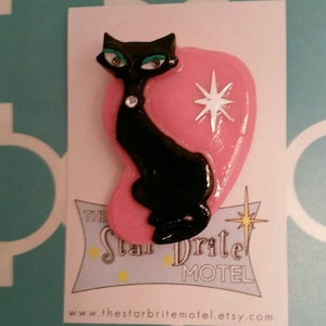 Mid-century atomic Kitty Kat brooch