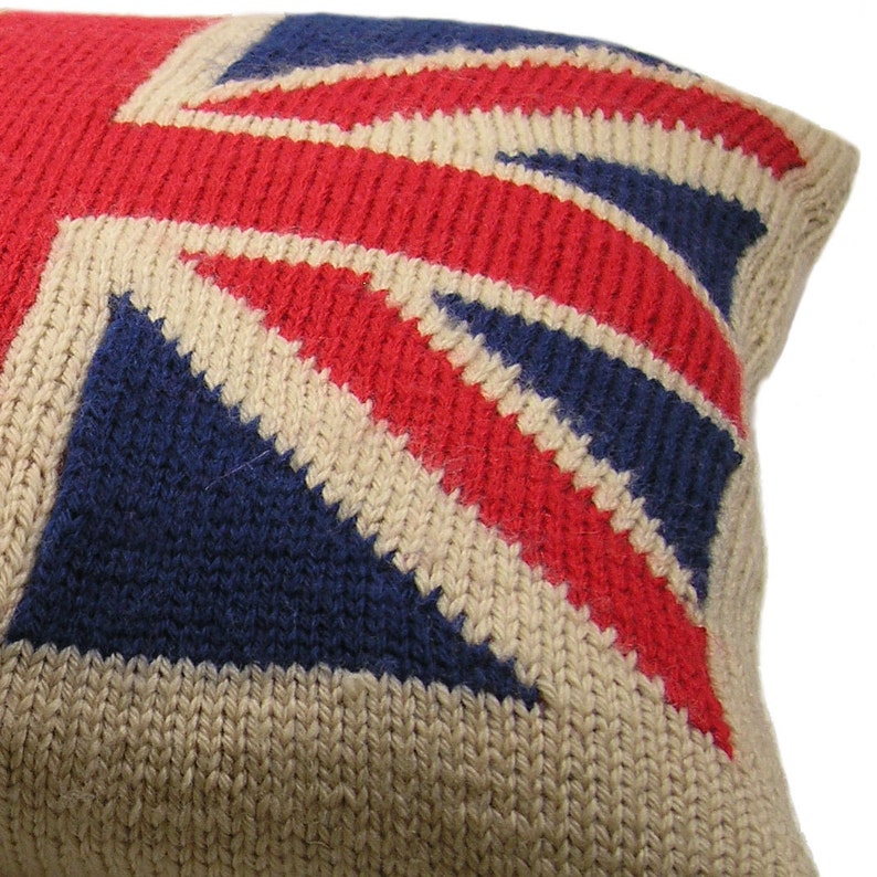 Intarsia Knit Union Jack Cushion Cover Downloadable Knitting Pattern
