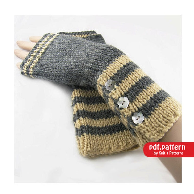 Long Stripe Fingerless Gloves Hand Warmers Downloadable Etsy