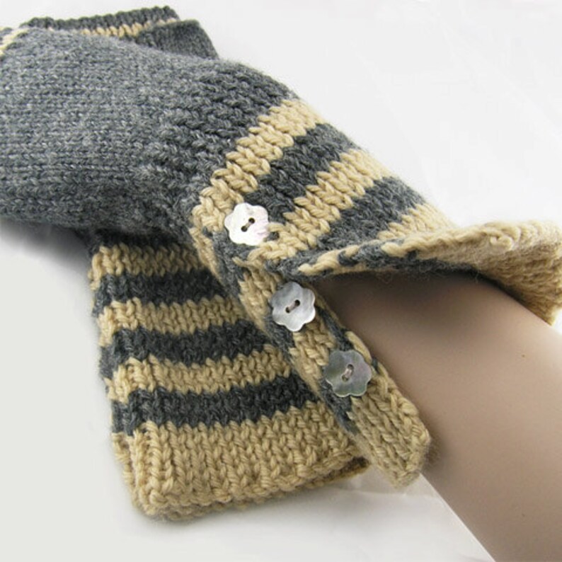 Long Stripe Fingerless Gloves Hand Warmers Downloadable Etsy