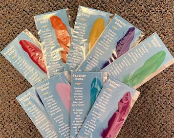 Varita de plumas, perro azul, Bluey, recuerdos de cumpleaños prefabricados