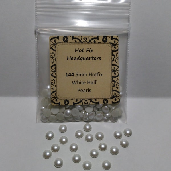 5mm White Hotfix Half Pearls, 1 gross