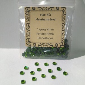 4mm (SS16) Peridot Hotfix Rhinestones, 1 gross