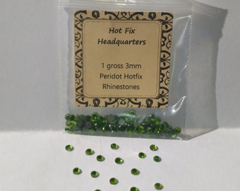 3mm (SS10) Peridot Hotfix Strass, 1 brut