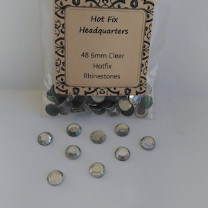 6mm (SS30) Crystal Clear Hotfix Rhinestones, pack of 48