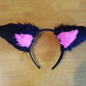 Black and Pink Cat ears headband