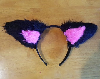 Diadema de orejas de gato negro y rosa