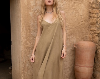 Vestido de seda salvaje Golden Ahimsa, Seda de la paz, Vestido maxi, Vestido de seda pura, Vestido lencero natural, Seda vegana, Seda no violenta, Vestido de seda de novia