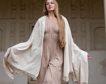 Peace Silk Shawl: Vegan Boho Wrap, Meditation Scarf