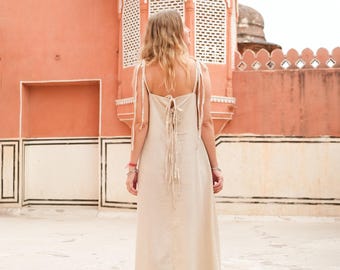 ahimsa silk dress Beige Ahimsa wild silk dress, Peace silk, Maxi dress, Pure silk dress, Natural slip dress, Vegan silk, Non violent silk, Wedding silk dress