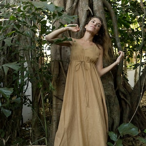 Abito slip in cotone biologico, abito da sposa rustico, abbigliamento in puro cotone, abito Maxi boho, abito in cotone naturale, abito organico Boho