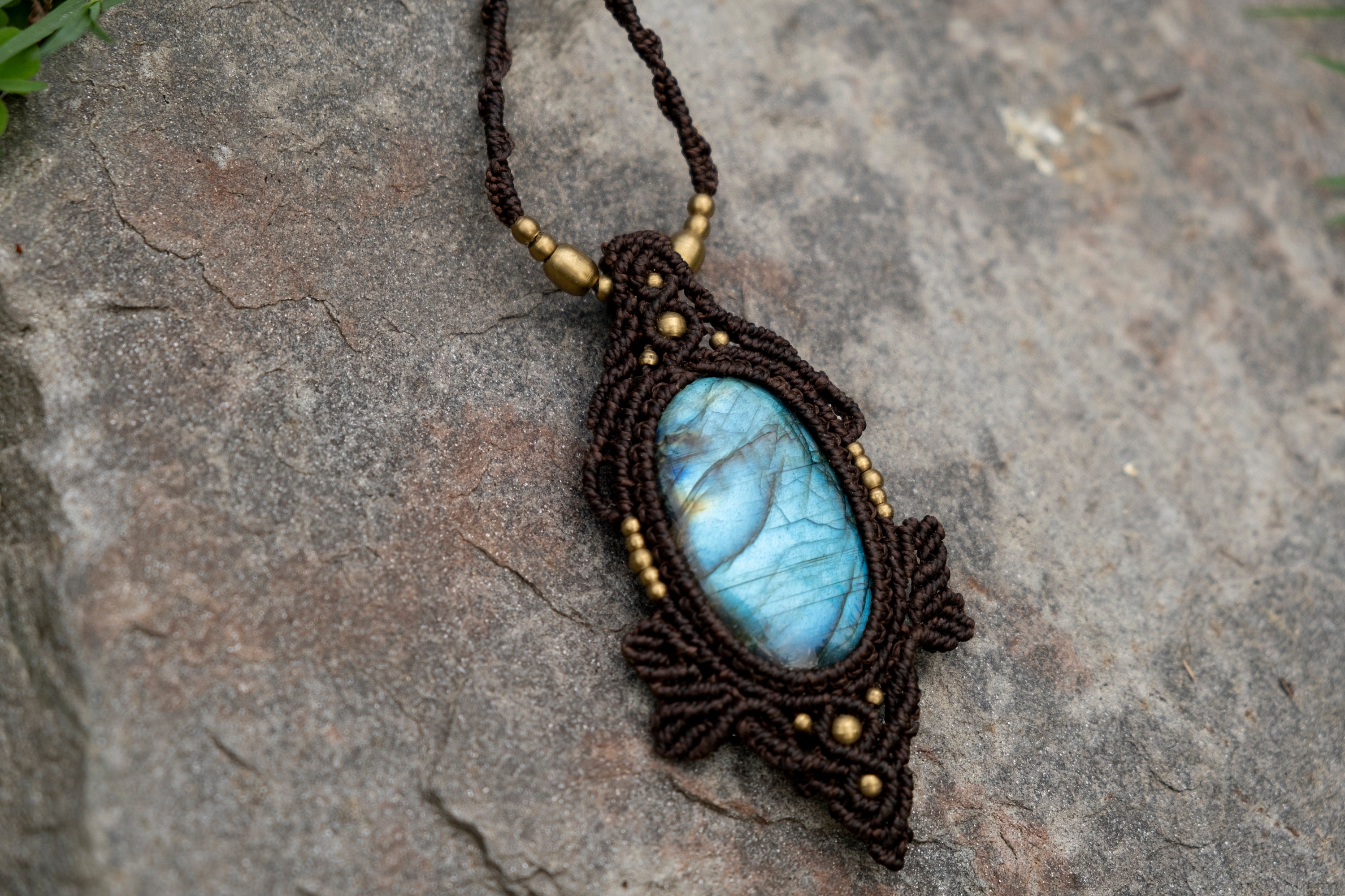 Macrame Labradorite Necklace Labradorite Gemstone Amulet
