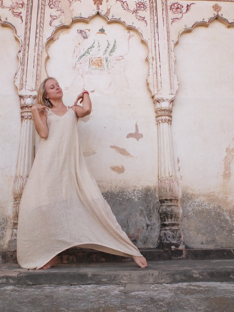 Beige Ahimsa Wild Silk Dress Peace Silk Maxi Dress Pure | Etsy