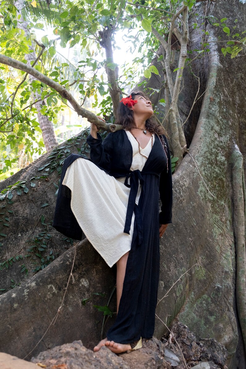 Black Ahimsa Raw Silk Kimono Vegan Silk Cardigan Long Kimono Etsy