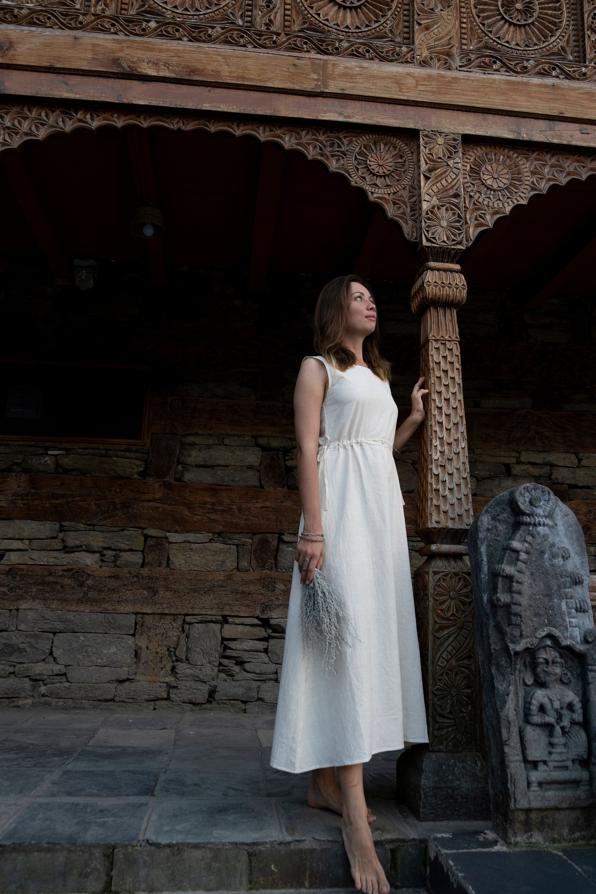 Simple organic cotton dress, Natural clothing, Long boho dress, Dress with pockets, Bohemian style, Maternity dress, Rustic wedding Dress