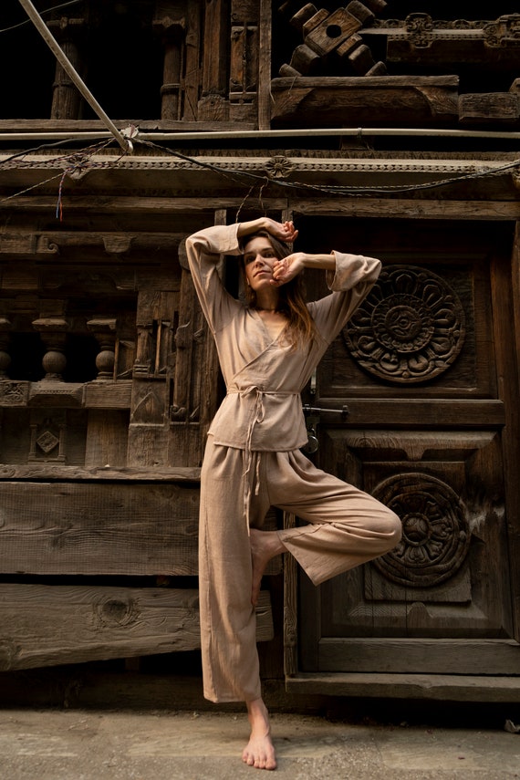 Buy Raw Silk Pajama Set Botanical Dye Bohemian Pajama Modest