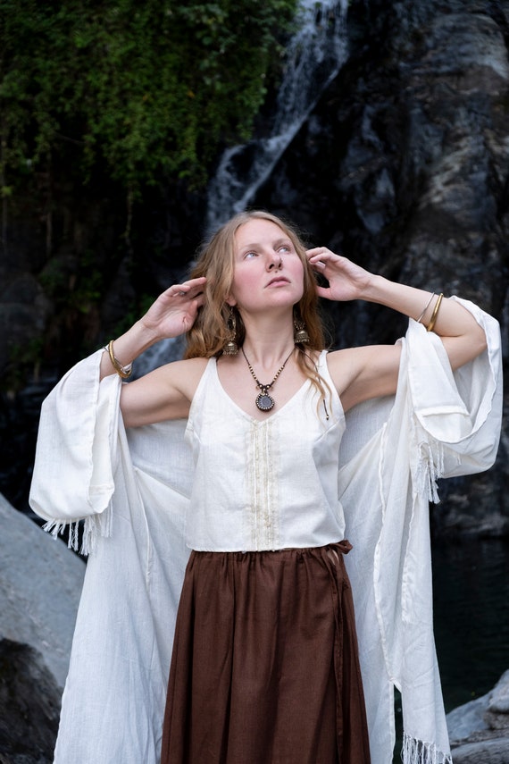 Ahimsa Silk off White Crop Top, Silk Summer Shirt, Sleeveless Top 