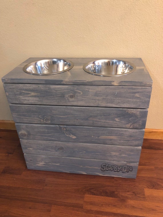 large dog feeder with storage