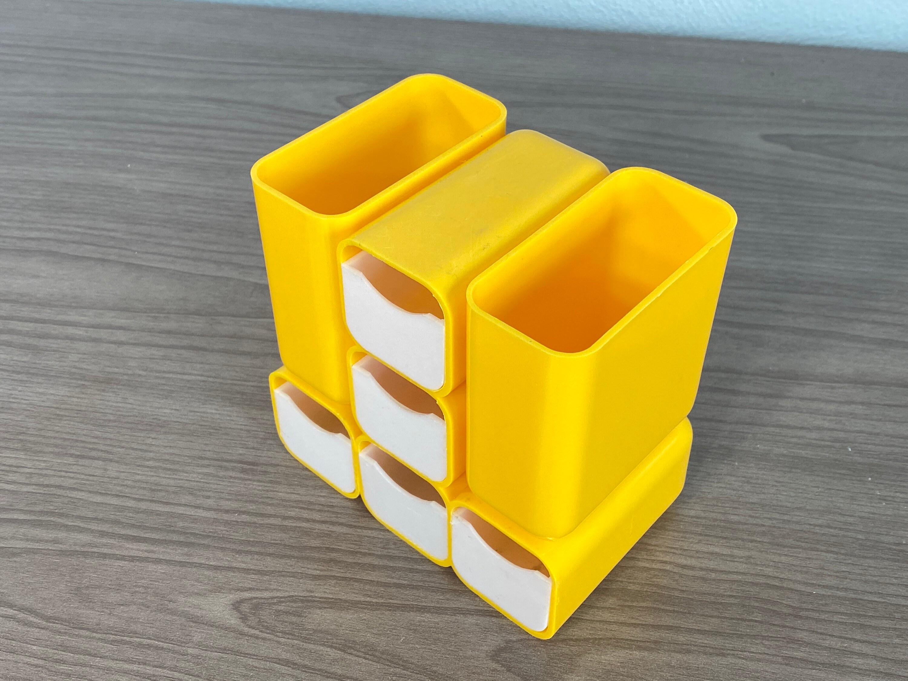 Vintage Mod Plastic Desk Organizer in Yellow Made by HOF in Etsy