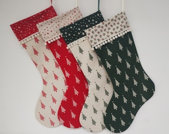 Personalised Scandi CHRISTMAS STOCKINGS - Traditional Handcrafted, Re-usable, Made in UK, Embroidered Initial/Name