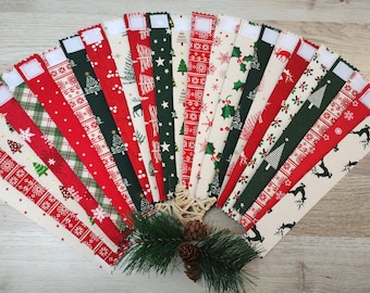 Fabric 'paper' chain Christmas Garland - reusable cotton links, zero waste, Scandi theme style - red/green & red/cream, Festive Decoration