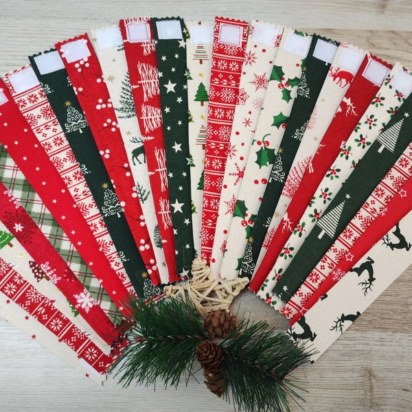 Stoffkette 'Papier' Weihnachtsgirlande - wiederverwendbare Baumwollglieder, Zero Waste, skandinavischer Stil - rot/grün & rot/creme, Festliche Dekoration