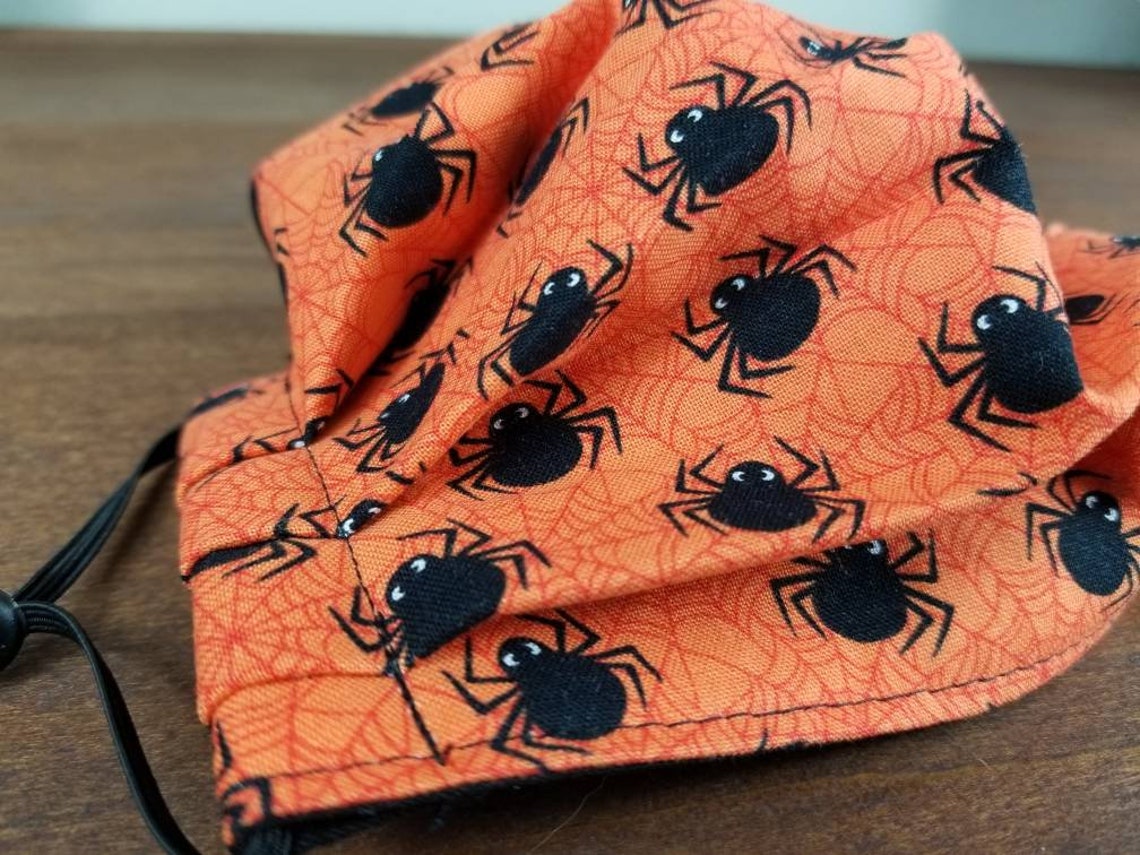 Spider halloween face mask face mask with spiders spider web Etsy