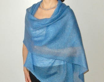 knitted mohair silk shawl for woman, hand knit scarf