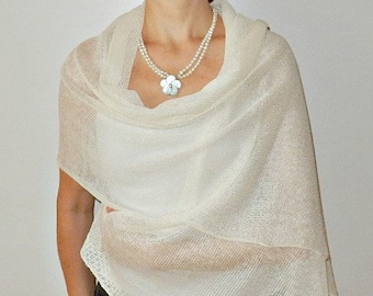 ivory wedding shawl /knitted scarf women /travel scarf / cozy shawl handmade /spring summer scarf /knit scarf hadmade /womens shawl wrap