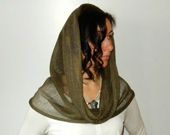 Head-covering Infinity shawl scarf Knit chapel veil Linen loop Scarf Spring Shawl Woman circle scarf Knit cowl Scarf Ladies shawls wraps