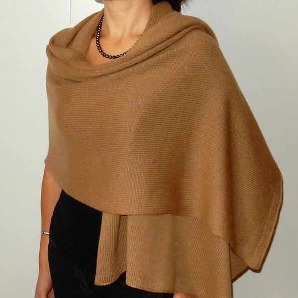 Camel scarf Brown Knit Shawl wool shawl Gift for her camel wool Shawl cover up large blanket scarf fall shawls Wraps Women Scarves Knit