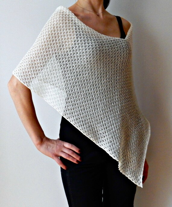 Lace Poncho Asymetrical off shoulder white Summer Style
