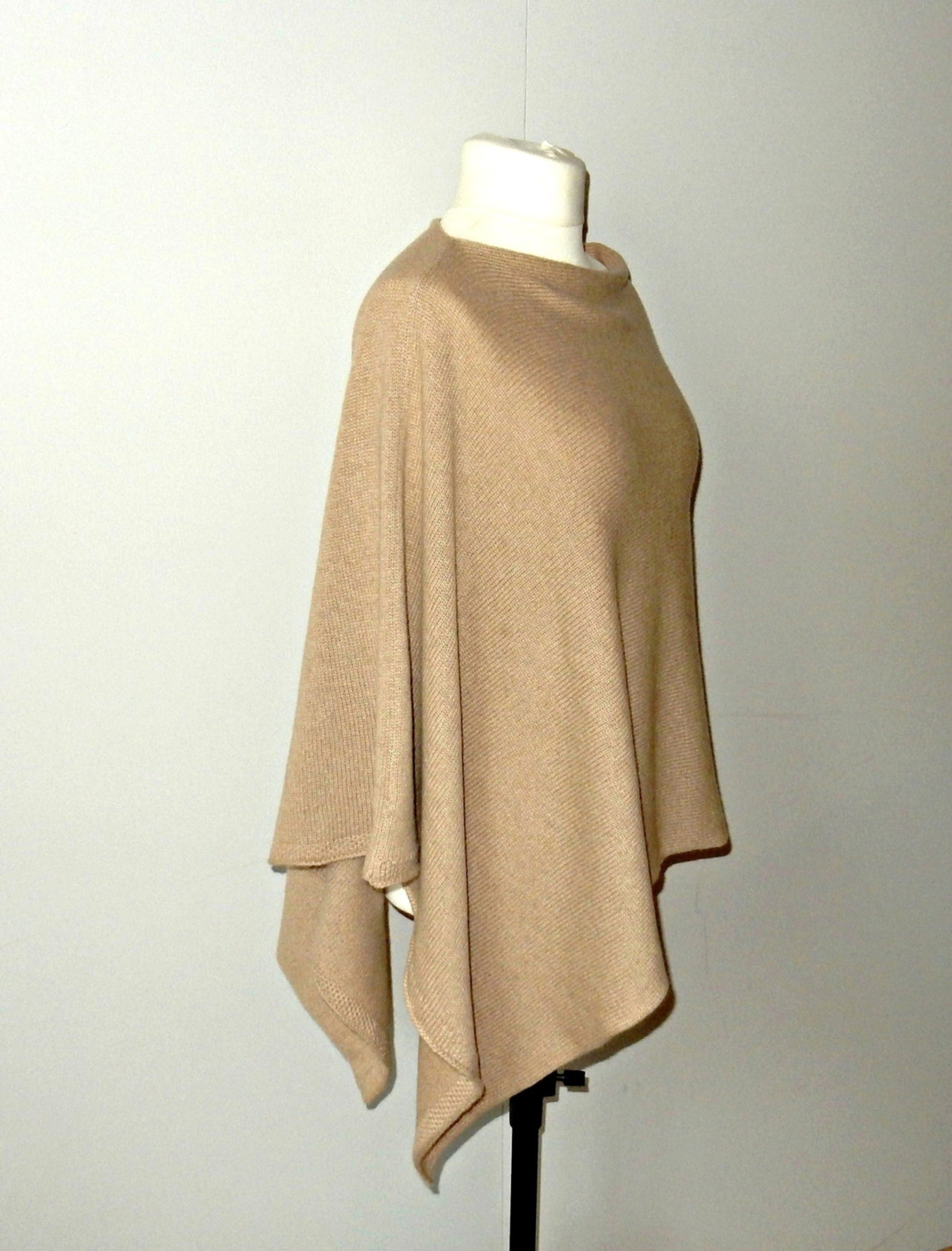 Camel Wool cape poncho sweater winter Women ponchos knit | Etsy