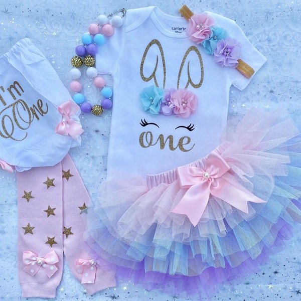Some Bunny is One Outfit, Bunny Birthday Outfit, Ostern Geburtstag Shirt, Mädchen 1. Geburtstag Outfit, 1. Geburtstag Tutu in rosa lavendel blau
