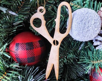 Custom Wood Scissors Ornament, Custom Christmas Ornament, Christmas Ornament for Mom, Aunt or Grandma, Scissors Christmas Stockings