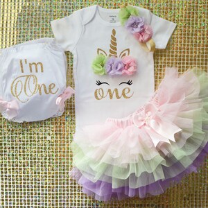 Pink Mint Lavender unicorn birthday outfit girl,One year old tutu girl,cake smash outfit girl,baby girl first birthday outfit,unicorn shirt