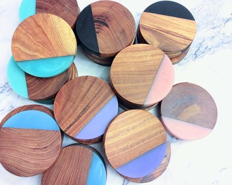 42 Pieces Unfinished Wood Coasters, 4 inch Round Blank Wooden Coasters for Crafts with Non-Slip Silicon Dots for DIY Stained Painting Wood Engraving