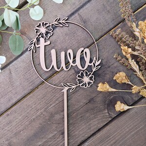 Happy birthday cake topper, birthday cake topper, two cake topper, second birthday cake topper, Boho Flower Cake Topper, Any age