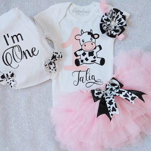 Cow birthday outfit, First birthday outfit girl, barn yard birthday, first animal birthday, cake smash outfit girl, first birthday gift girl